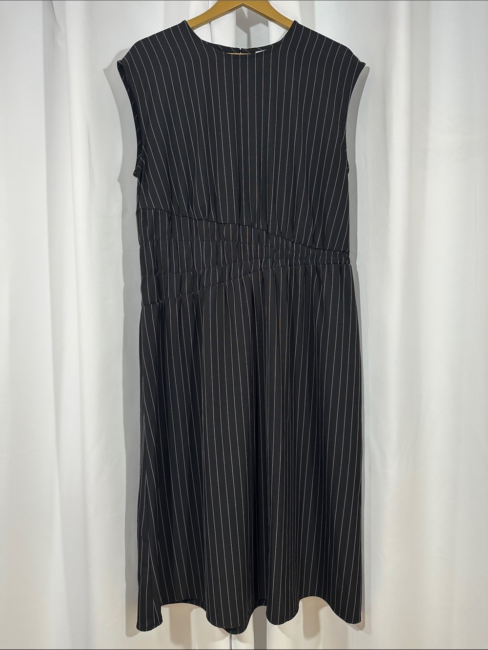 Prologue Dress Size XL Black Pinstripe Sleeveless Midi Dress